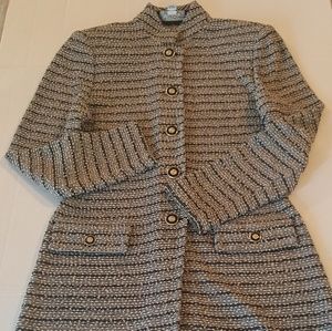 St. John Blended Stripped Santana Knit Skirtsuit